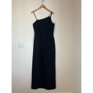 Mango Mono 43 Lemon Black Asymmetrical Wide Leg Jumpsuit NWT Womens Large